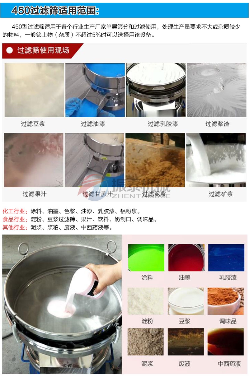 450過濾振動篩行業應用范圍